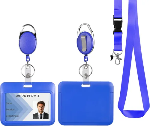Vista 12 de Soporte retráctil para tarjetas de identificación con cordón separable, carrete de credencial resistente, llavero desmontable, soporte para tarjetas