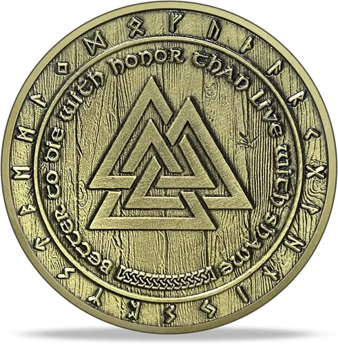 Vista 4 de AtSKnSK Símbolo vikingo Valknut Odín Moneda