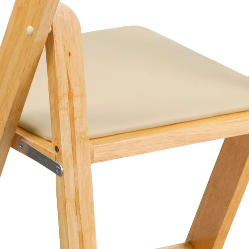 Vista 102 de HERCULES™ silla plegable de madera blanca, con asiento acolchado, Vinilo, Mahogany