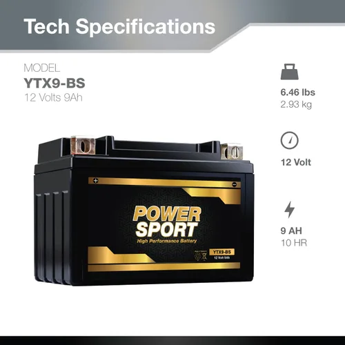 Vista 4 de Paquete de 2 baterías ExpertPower YTX9-BS PowerSport, AGM selladas sin mantenimiento