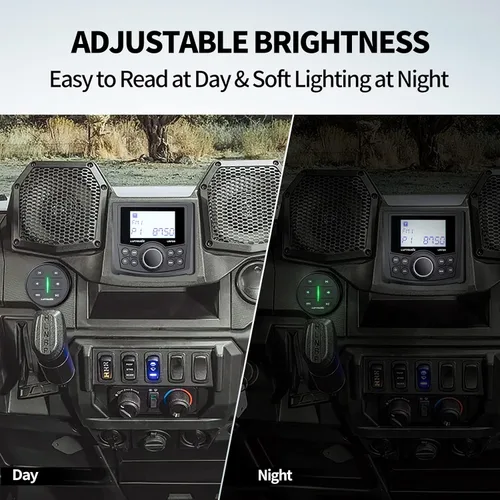 Vista 7 de Receptor de medios digitales marinos, sistema estéreo marino resistente a la intemperie con control remoto inalámbrico, pantalla LCD de matriz