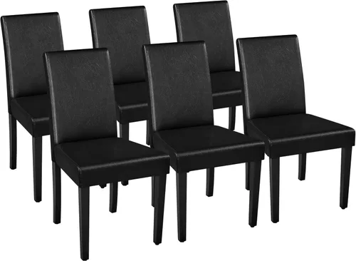 Vista 11 de Yaheetech Juego de 2 Sillas de Comedor Modernas de Cuero Sintético para Comedor con Patas de Madera de Goma y Asiento Acolchado para Cocina/Sala