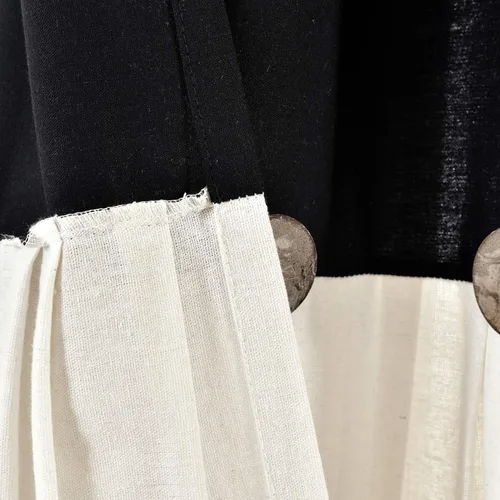 Vista 5 de Lush Decor - Cortinas de lino con botones de estilo granja, panel individual, diseño plisado de dos tonos de 40 pulgadas de ancho x 108 pulgadas