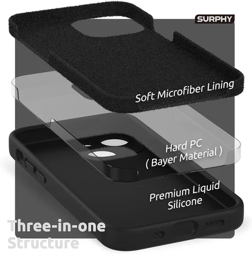 Vista 5 de SURPHY Funda compatible con iPhone 13 Mini con protector de pantalla, (protección de cámara y forro de microfibra suave), funda de silicona líquida