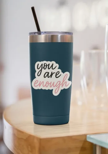 Vista 4 de 3 calcomanías de vinilo de afirmación positiva – Cita edificante «You are Enough» – Calcomanía impermeable para laptop, botella de agua, diario