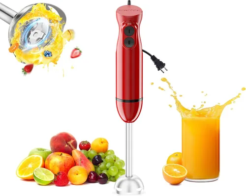 Vista 10 de Bonsenkitchen Batidora de inmersión de mano, batidora de mano de 2 velocidades de mezcla eléctrica con cuchillas afiladas, batidora de mano 3 en 1