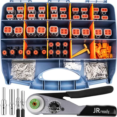 Vista 9 de JRready ST6361 Kit de conectores Deutsch, conector impermeable automotriz DTP de 2 y 4 vías, conectores macho hembra DTHD de 1 pin con herramienta
