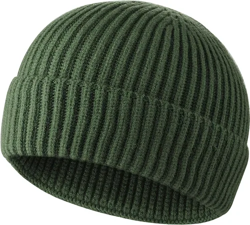 Vista 24 de ROYBENS Swag Wool Knit Cuff Short Fisherman Beanie for Men Women Winter Hat 1 albaricoque