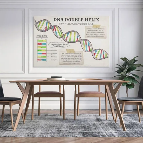 Vista 5 de Póster de biología con función celular de ADN, estructura celular, póster educativo para aula, póster artístico y arte de pared, decoración moderna