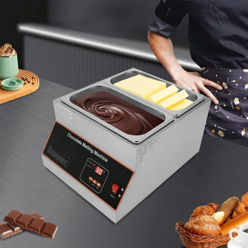 Vista 8 de 2 Pot Commercial Chocolate Melting Pot, 12 KG/26.4 LBS Chocolate Melting Pot with 32-203°F Temperature Adjustable Electric Chocolate Melter with Lid