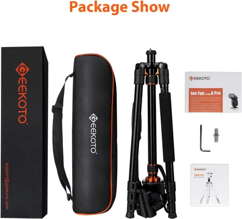 Vista 8 de GEEKOTO Trípode de video con cabezal fluido, trípode profesional para cámara réflex digital, monopie de aluminio de 77 pulgadas para videocámara