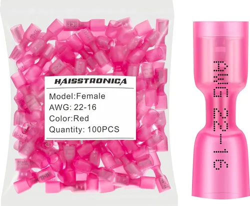 Vista 10 de haisstronica 100 conectores de anillo termorretráctiles de grado marino azul de 1/4 pulgadas, conectores de terminales de anillo de cobre rojo