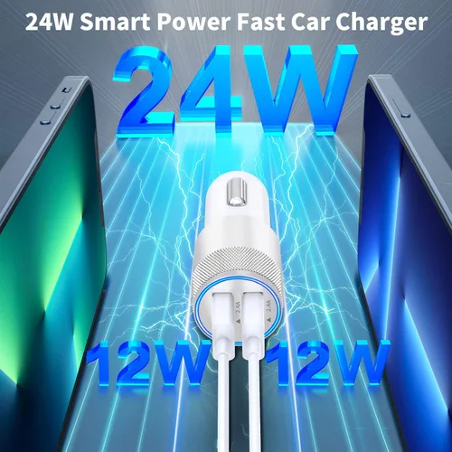 Vista 13 de [Apple MFi Certified] iPhone Fast Car Charger, Rombica 52.5W USB-C PD&QC3.0 Car Power Cigarette Lighter USB Charger Adapter with 2Pack Lightning