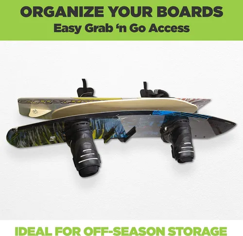 Vista 3 de HIDEit Mounts MBoard - Estante universal mediano fabricado en EE. UU., estante de pared horizontal de acero sumergido de goma, estante de wakeboard