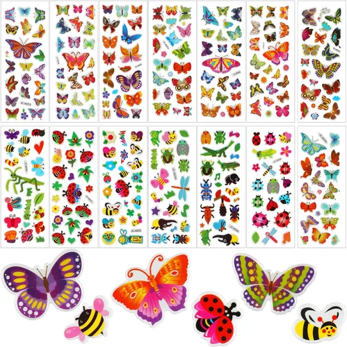 Vista 17 de UPINS 200 hojas de calcomanías pequeñas hinchadas de animales 3D a granel para niños pequeños, libros de calcomanías de espuma para niños