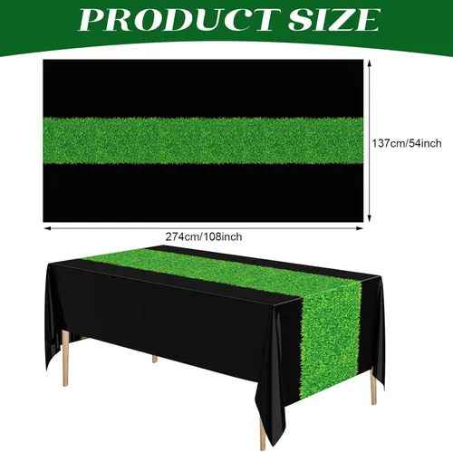 Vista 2 de Remagr 3 Pieces Wonderland Tablecloth 108 x 54 Inches Green Grass Plastic Tablecloths Disposable Tea Party Table Covers Princess Party Decorations
