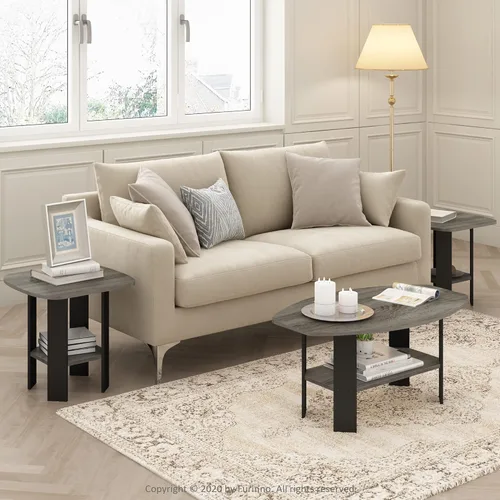 Vista 2 de Mesa de centro de diseño simple Furinno 11179GYW/BK, Madera