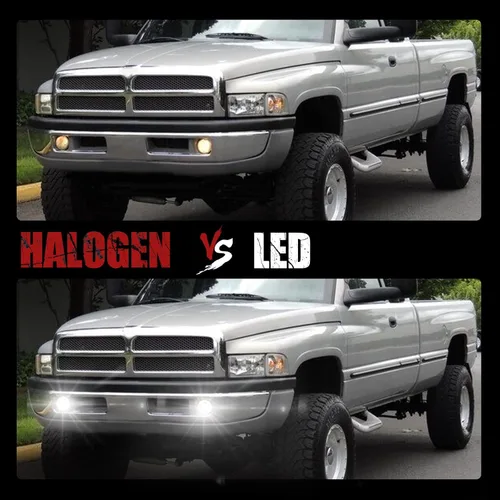 Vista 2 de BUNKER INDUST Luces antiniebla LED Dodge Ram con luces de circulación diurna, juego de 1 par de lámparas de lentes transparentes de repuesto