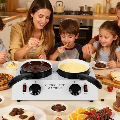 Vista 6 de Dyna-Living Olla para Derretir Chocolate Máquina Templadora de Chocolate Dual para Derretir Chocolate, Máquina para Derretir Chocolate de 80W Olla