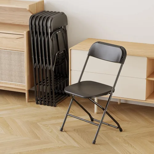 Allpop Paquete de 5 sillas plegables de plástico, capacidad de 300 libras, silla comercial portátil con marco de acero para el hogar, oficina, boda,