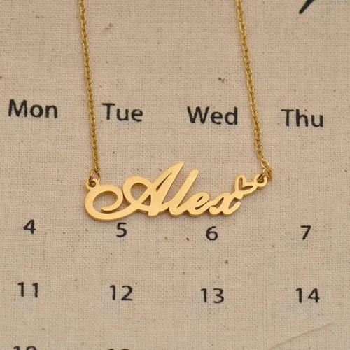 Vista 2 de HUAN XUN Collar personalizado con cualquier nombre para mujer en oro y plata