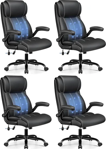 Vista 19 de BESTFAIR Silla de Oficina Ergonómica - Silla de Escritorio para Computadora, Sillas Ejecutivas de Cuero con Respaldo Alto, Soporte Lumbar Ajustable