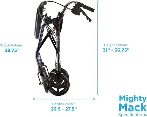 Vista 4 de NOVA Mighty Mack - Andador con ruedas resistente, capacidad de peso de 500 libras, color azul