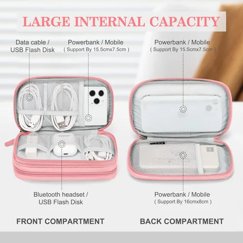 Vista 299 de FYY Organizador para accesorios electrónicos, para viajes, para cables, celular y cargadores, estuche portátil, impermeable, doble capa, bolsa