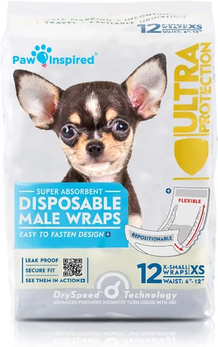Paw Inspired Bandas desechables para perros machos, banda para el vientre para perros | Pañales desechables para perros | Bandas para el vientre