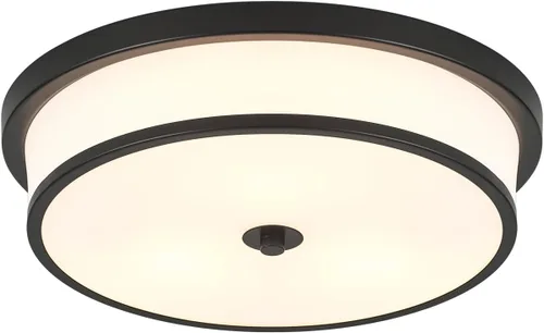 Vista 11 de Lámpara de techo empotrada de 12 pulgadas, Luminarias de techo de 2 luces pegadas al techo con acabado de bronce frotado con aceite para baño