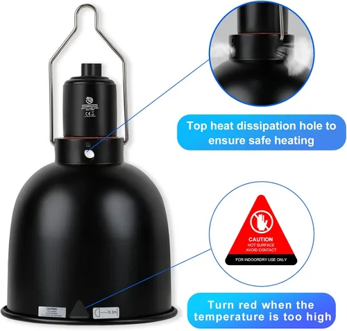 Vista 4 de Accesorio de Luz para Reptiles, Accesorio de Lámpara de Calor de Cúpula Profunda con Reflexión Óptica de 5.5 pulgadas, Accesorio de Lámpara de Calor