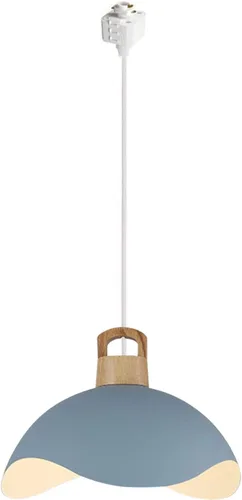 Vista 11 de Kiven Luces de riel tipo H, E26 montadas en pista de 1 luz, estilo nórdico simple, madera de macarrón, lámpara de media luna colgante