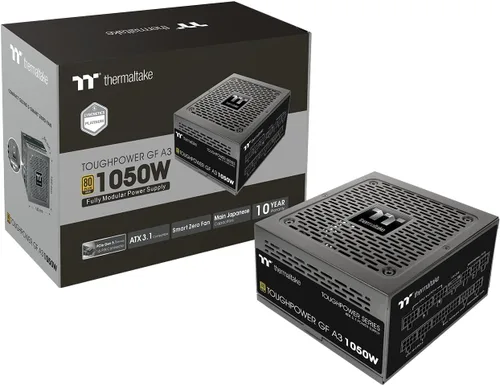 Thermaltake Toughpower GF A3 1050W, Conectores True 600W 12VHPWR en la fuente de alimentación y serie NVIDIA RTX 40, ATX 3.0/PCI-E 5.0, 80+ Gold,