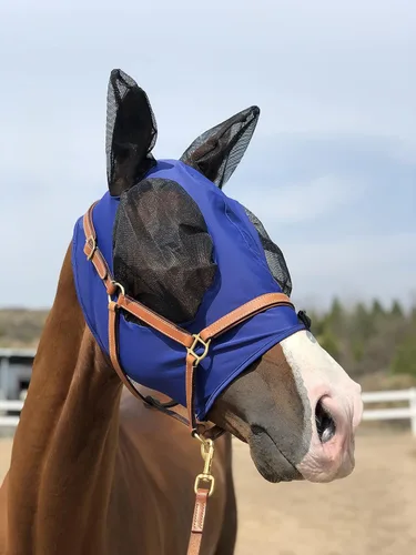 Vista 4 de Máscara de mosca de caballo, súper cómoda, máscara de mosca de caballo, máscara elástica con orejas, solo hacemos productos que les gustan a