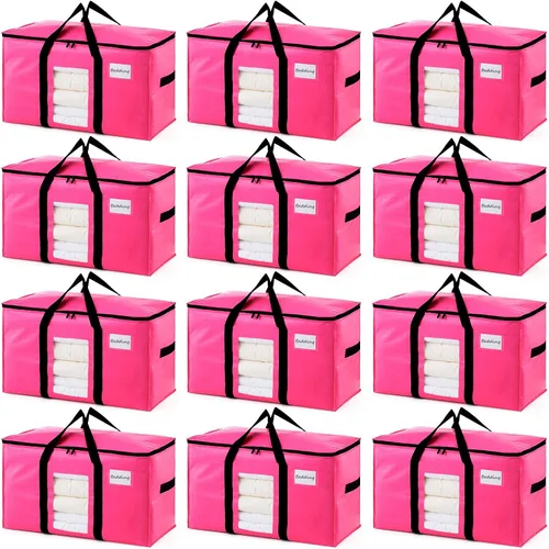 Vista 43 de TAILI - Bolsas de mudanza extra grandes, paquete de 4 bolsas azules resistentes para almacenamiento con ventana visible, asas envolventes