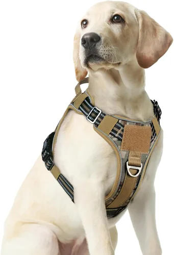 Vista 45 de rabbitgoo - Arnés para perros pequeño sin tirones, chaleco táctico de servicio con Molle y asa de control, arnés militar ajustable y reflectante