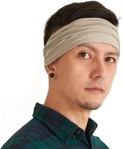 CHARM Diadema Bandana Estilo Japonés - Pañuelo para Cabeza de Hombres y Banda de Cabello para Mujeres de Casualbox Beige