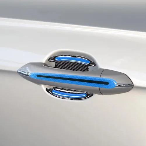 Vista 7 de 8 calcomanías protectoras de arañazos para manija de puerta de automóvil, universal 3D de fibra de carbono para manija de puerta, almohadilla