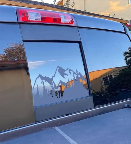 Vista 11 de Xinghe para Dodge Ram 2009 a 2024, calcomanías de la bandera estadounidense para la ventana trasera central del camión, calcomanía de la bandera