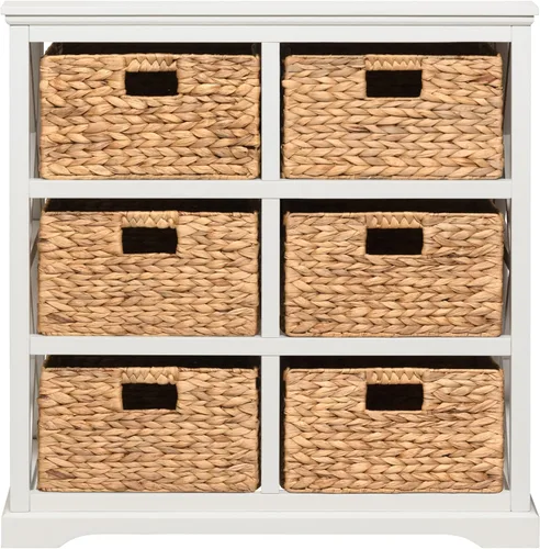 Vista 68 de Hampton Meadows - Armario de almacenamiento de mesa esquinera de 3 niveles en X con 3 cestas de mimbre, nogal