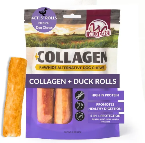 Vista 25 de Wild Eats Palitos de Colágeno de Pato Real Retriever para Perros, (15 Unidades) - Golosina Masticable para Perros de Larga Duración, Sin Cuero