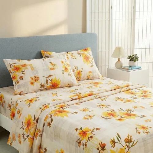 Vista 8 de JSD Juego de sábanas florales azul marino, tamaño individual, sábanas de microfibra impresas de 3 piezas, bolsillo extra profundo, sin arrugas