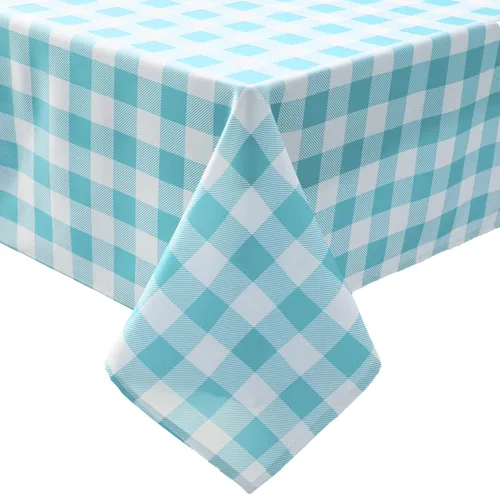 Vista 6 de Mantel a cuadros impermeable de tela - Rectangular de 58x84 pulgadas, clásico de gingham, a cuadros de búfalo para uso en interiores/exteriores