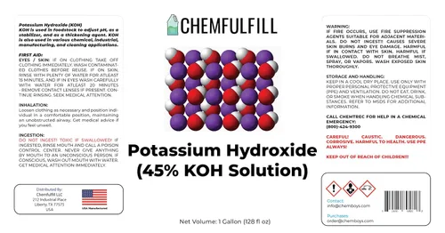 Vista 5 de Hidróxido de potasio Chemfulfill 45% – (KOH 45%) (5 galones (640 fl oz))