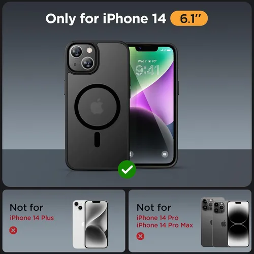 Vista 739 de Miracase - Funda magnética para iPhone 13 de 6.1 pulgadas (compatible con MagSafe) (con 2 protectores de pantalla), protección de grado militar