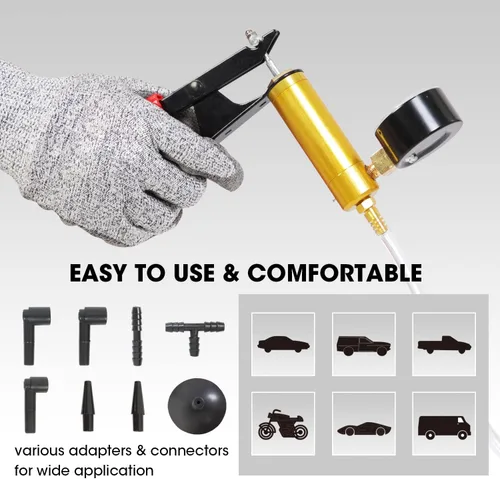 Vista 4 de Torin Kit de purga de frenos 2 en 1 de 16 piezas, kit de prueba de bomba de vacío de líquido de mano con estuche de almacenamiento Sistema