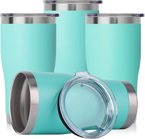 Vista 13 de DOMICARE vaso de doble pared con aislamiento al vacío, 20 onzas, con tapa, vaso de viaje de acero inoxidable, vaso de café con recubrimiento en polvo