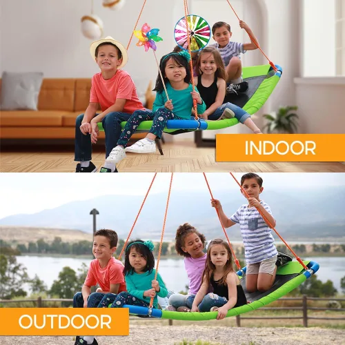 Vista 7 de PLATPORTS Columpio de plataforma – Columpio rectangular grande para niños y adultos