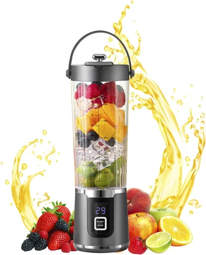 Vista 11 de Máquina de mezcla portátil de 200 W Copa 20.3 fl oz Exprimidor eléctrico Máquina Mezclador de frutas para batidos Multifuncional Smoothie Maker Negro