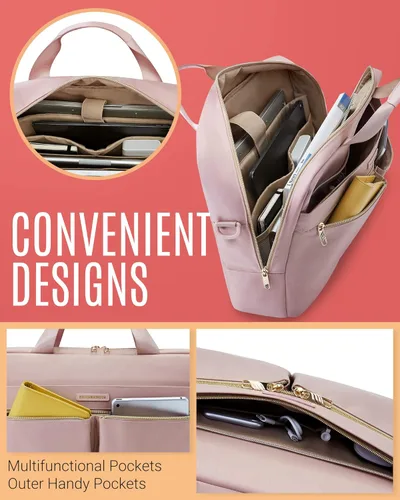 Vista 3 de LIGHT FLIGHT Bolsa para laptop de 15.617.3 pulgadas, maletín para mujer, funda grande para computadora portátil, bolsa de computadora para oficina